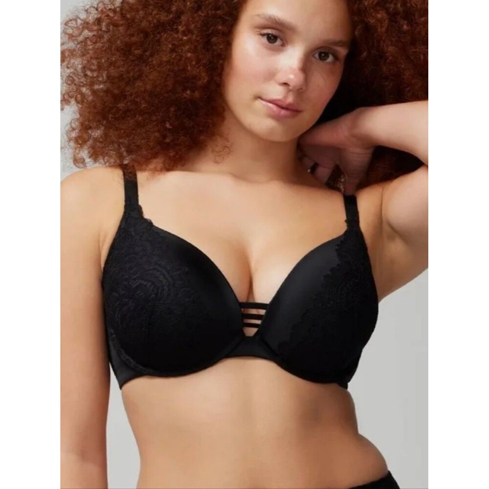 NWT NEW Soma Stunning Push-up Plunge Bra BLACK 42DD